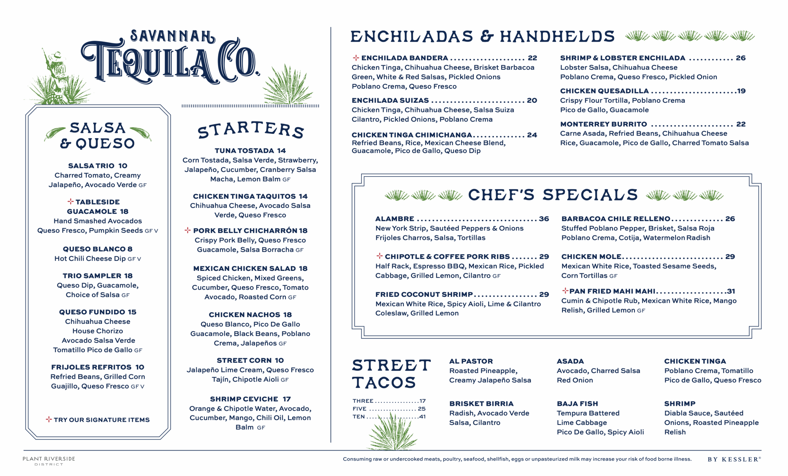 Savannah Tequila Company Menu Spring 2025